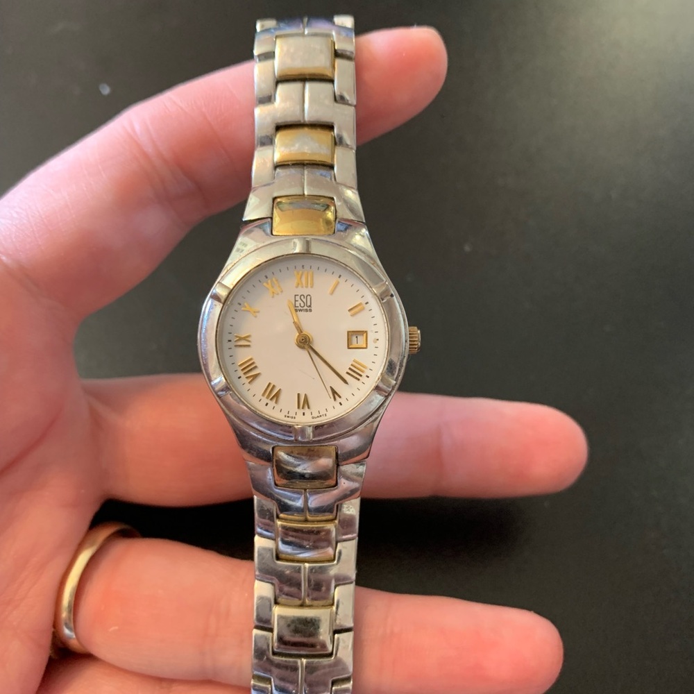 ESQ Women's Silver and Gold Watch, ESQ Swiss movement, vintage